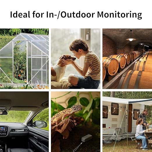SwitchBot Wi-Fi Humidity Sensor 4 Pack with Hub 2 (Matter Enabled), IP65 Indoor Outdoor Thermometer Wireless, Humidity/Temperature/Dewpoint/VPD Sensor with Smart Alerts, Compatible with Alexa