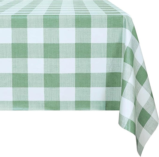 Romanstile Rectangle Plastic Tablecloth, 100% Waterproof Oil-Proof Checkered PVC Table Cloth, Heavy Duty Vinyl Table Cover for Dining, Camping, Picnic, Outdoor - 54 x 108 Inch, Sage Green