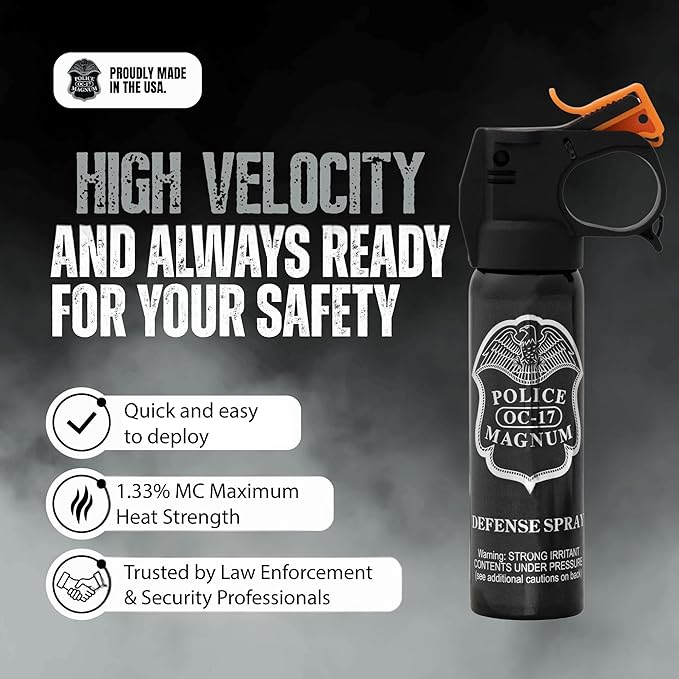 Police Magnum Self Defense Pepper Spray Fogger - Maximum Heat Strength Security & Protection - Portable Non-Lethal Tactical Gear - Made in The USA - 2 Pack 4oz FM