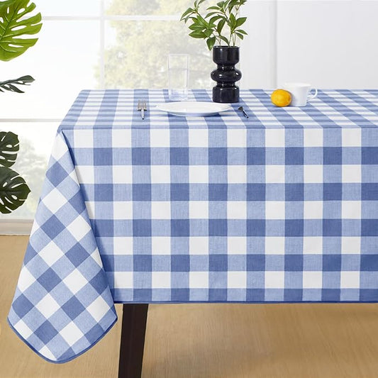 MOSAYT Rectangle Vinyl Tablecloth, 100% Waterproof Buffalo Gingham Plastic Table Cloth, Heavy Duty Wipeable Table Covers for Picnic, Outdoor, Camping - 54 x 78, Blue