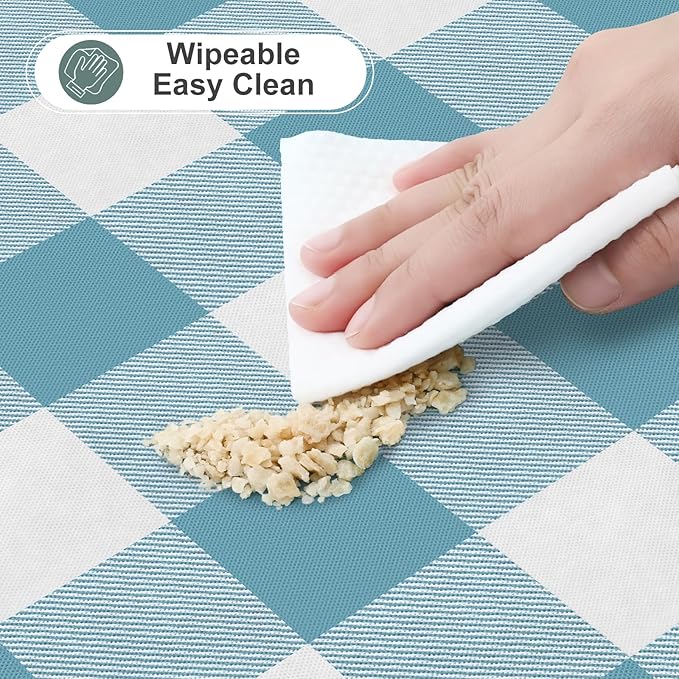 misaya Rectangle Waterproof Vinyl Table Cloth, Buffalo Flannel Backed Tablecloth, Wipeable Plastic Table Cover for Dinner, Kitchen, Outdoor (60" x 102", Aquamarine and White)