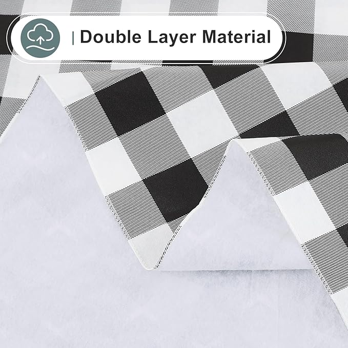 misaya Rectangle Waterproof Vinyl Table Cloth, Buffalo Flannel Backed Tablecloth, Wipeable Plastic Table Cover for Dinner, Kitchen, Outdoor (60" x 120", Black and White)