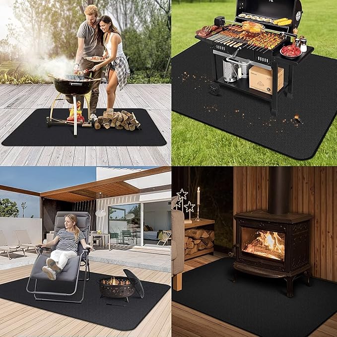 UBeesize Large 76x48 inches Under Grill Mat for Outdoor Grill,Double-Sided Fireproof Grill Pad for Fire Pit,Indoor Fireplace Mat Fire Pit Mat,Oil-Proof Waterproof BBQ Protector for Deck and Patio
