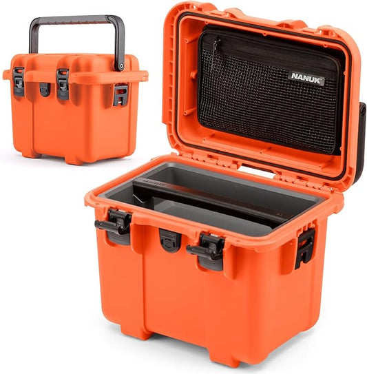 NANUK Trail 10-11.2L (3-Gallon) Waterproof Storage Box – Modular & Compact Cargo Case for Camping, Fishing, Hunting & Outdoor Storage – Dustproof and Impact Resistant (12.9” x 9.7” x 10.3”) – Orange