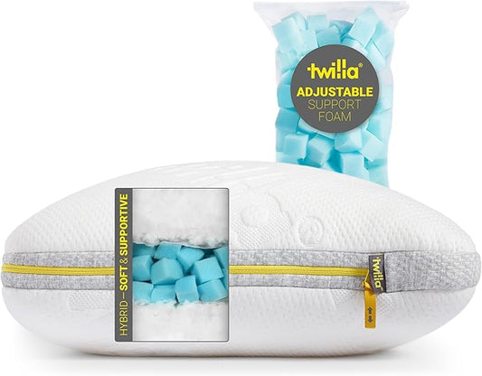 Twilla Adjustable Side Sleeping Pillow, Customizable Pillows, Down Alternative and Supportive Foam, Perfect Luxury Sleeper King Pillow