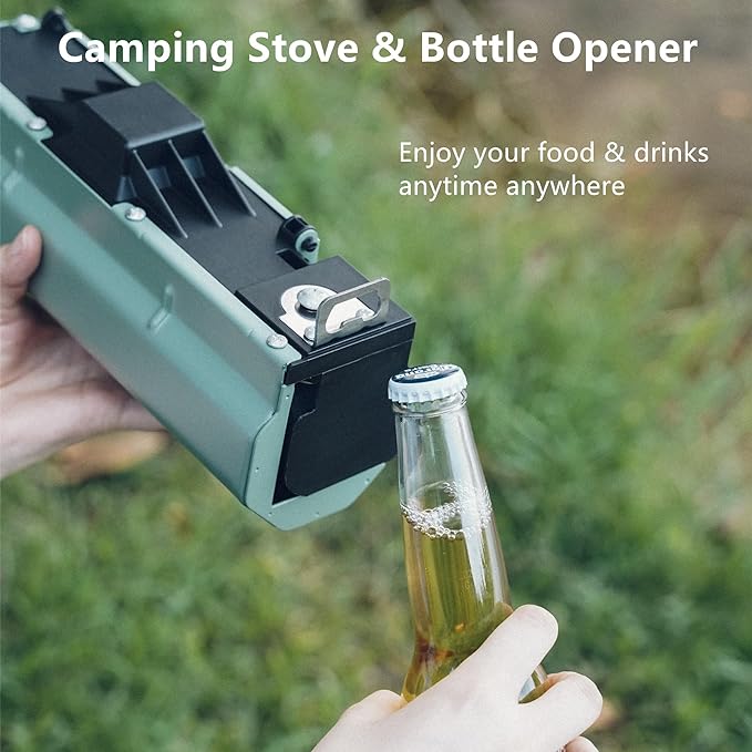 ONLYFIRE OUTDOOR LIVING Foldable Camping Stove with Storage Bag, Portable Butane Stove with Bottle Opener, Gas Stove for Picnic, Backpacking Hiking, Adventure, Car Travel, RV Trip, Emergency, GS330
