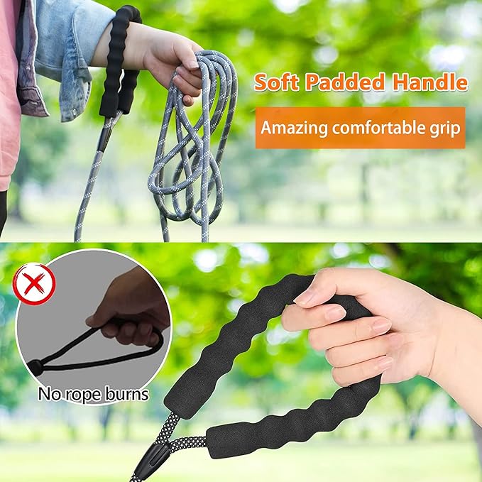 NTR 15FT Training Leash for Dogs, Reflective Nylon Rope with Swivel Lockable Hook and Comfortable Handle, Suitable for Small to Large Dogs, Brown