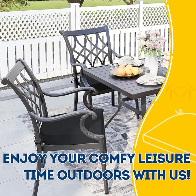 AAAAAcessories Outdoor Seat Cushions for Chairs, Waterproof, Fade-Resistant Patio Furniture Replacement Cushions, 17" x 16" x 2", Set of 2, Black