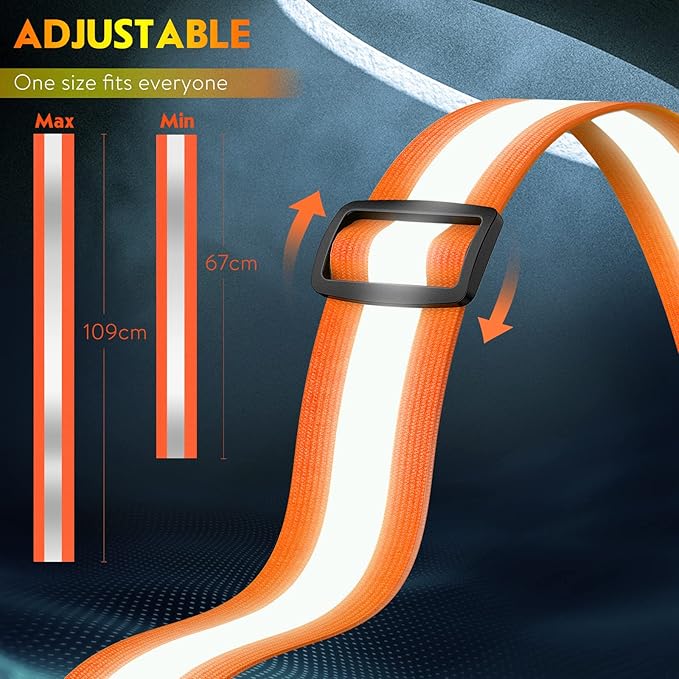 Simket Led Reflective Vest Running Gear, High Visibility Reflective Running Gear Rechargeable Adjustable Led Running Vest, Safety Night Running Gear for Men Women
