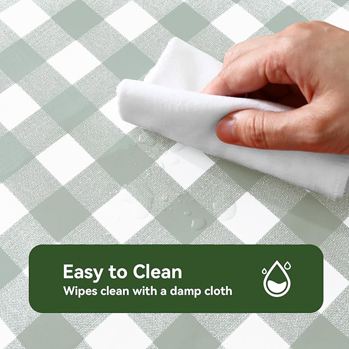 Romanstile Rectangle Plastic Tablecloth, 100% Waterproof Oil-Proof Checkered PVC Table Cloth, Heavy Duty Vinyl Table Cover for Dining, Camping, Picnic, Outdoor - 54 x 78 Inch, Light Grey