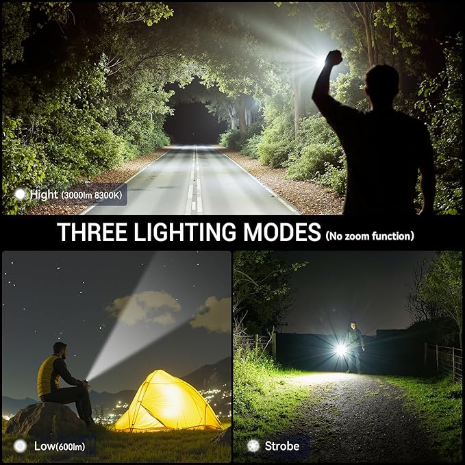 Rechargeable Flashlights High Lumens, Flashlights Rechargeable, Super Bright Flashlight, Waterproof Flash Light, High Powered 2000mAh LED Flashlight for Emergency Home Camping Essentials