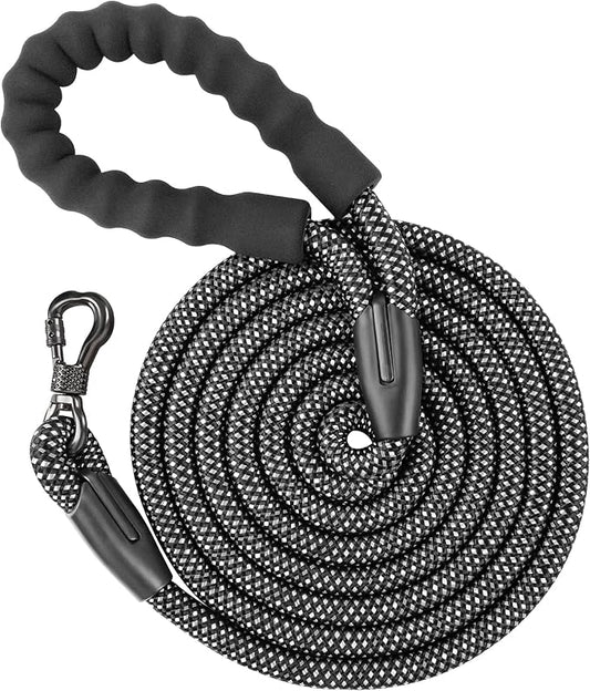 NTR Heavy Duty Dog Leash, 10FT Long Rope Leash with Swivel Lockable Hook, Reflective Threads and Comfortable Handle, for Medium and Large Dogs (Blue)