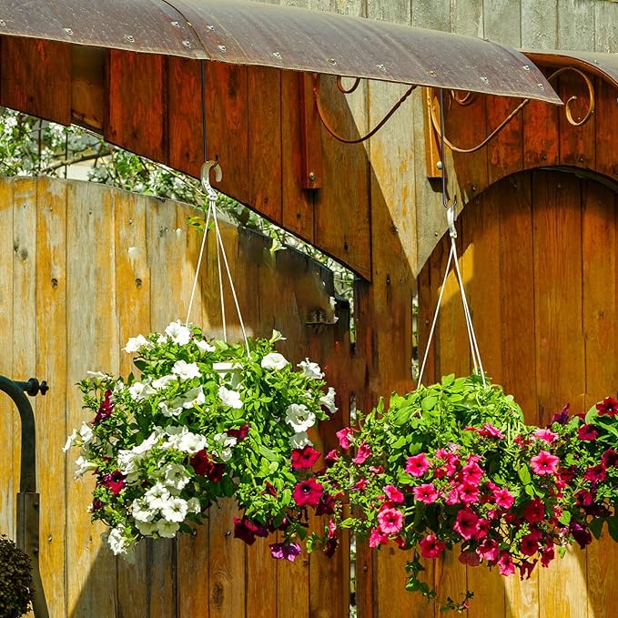 12 Pack 24 Inch Large S Hooks for Hanging Plants Black Metal Plant Hanger Long Tree Hooks Plant Hooks Outdoor Hanging Hooks for Tree Branch, Bird Feeder, Basket, Lantern Indoor Closet Garden