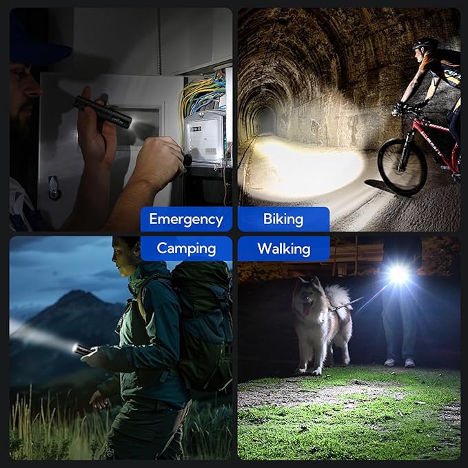 RECHOO Flashlight Rechargeable 2 Pack, 500 Lumens, 3 Lighting Modes & Zoomable, Small Tactical Torch Light for EDC and Emergency, Water Resistant, Duable, Included Pocket Clip & Lanyard