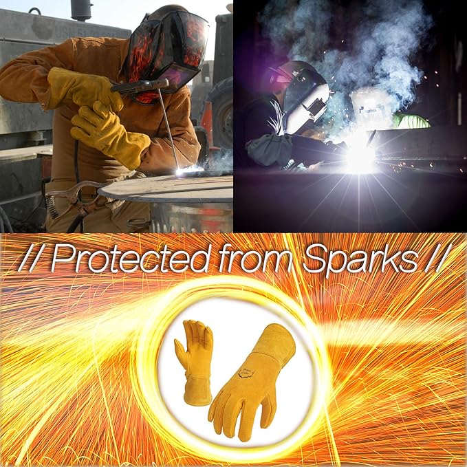 SKYDEER Welding Gloves - Reinforced Deerskin Suede Leather, Extra Soft Grip - Heavy Duty for MIG/TIG/Welding (SD0039W/L)