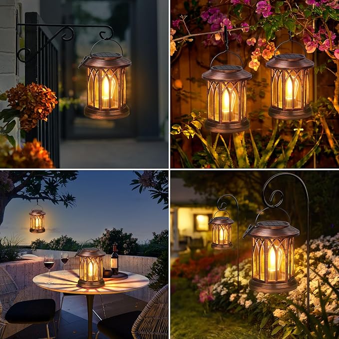 WdtPro Solar Lanterns Outdoor Hanging 6 Pack, Upgraded Bright Lantern Lights Outdoor Waterproof, Solar Powered Lantern Over 12Hrs Solar Lights for Outside Garden Yard Patio Decor (Copper)