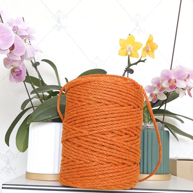 4mm x 400 Feet Orange Jute Rope, Twine for Gardening Tomato Climbing Plant Tie Floristry Crafts Gift Wrapping Packing Decor