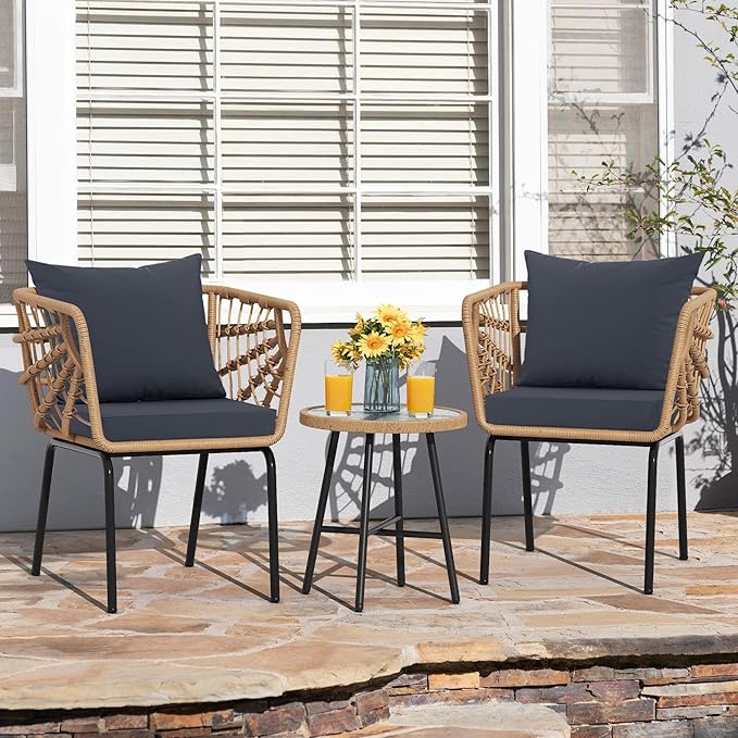 Outdoor Chair Cushions Set of 2, Waterproof Outdoor Cushions for Patio Furniture w/Fade-Resistant, Removable & Machine-Washable Covers, 19x19 Inch, Ideal for Seat in Gardens/Porch, Dark Grey