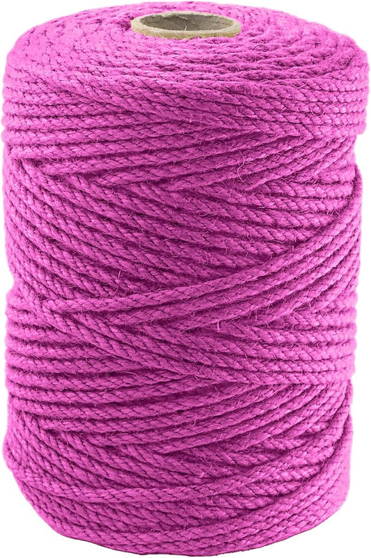 4mm x 500 Feet Pink Jute Rope, Twine for Gardening Tomato Climbing Plant Tie Floristry Crafts Gift Wrapping Packing Decor