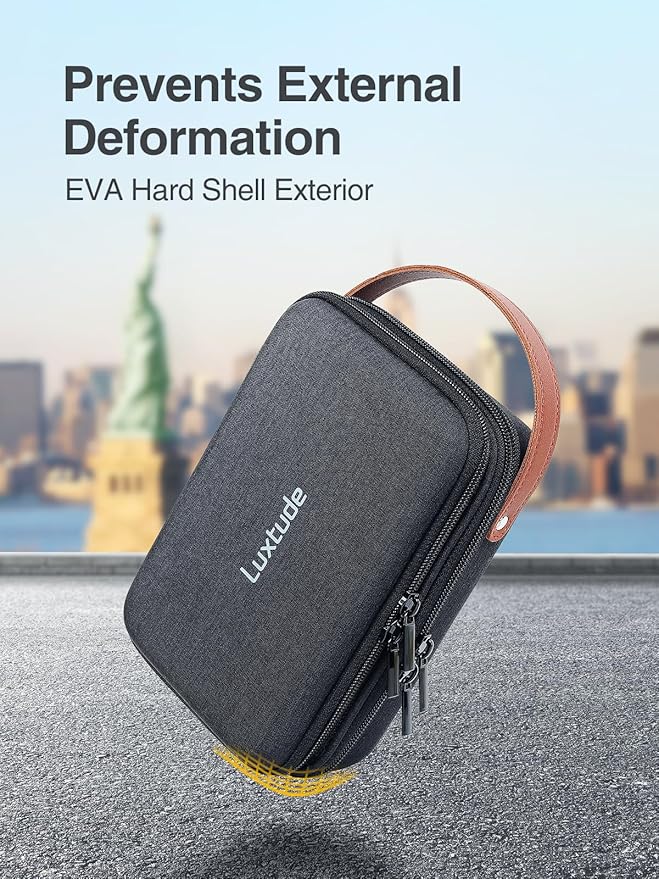 Luxtude Electronics Organizer Travel Case,Double Layer Tech Organizers Travel Case, Hard Charger Organizers, Portable Cable Organizer, Travel Essentials for Charger/Mouse/Cash, Tech Gifts