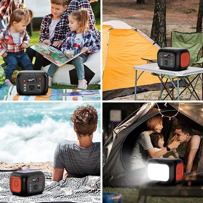 Portable Power Station 97Wh Backup Lithium Battery, Solar Generator Power Bank Station Fasting Charging 150W with Wireless Charging LED Flashlight Power Supply for Home Camping RV Emergency