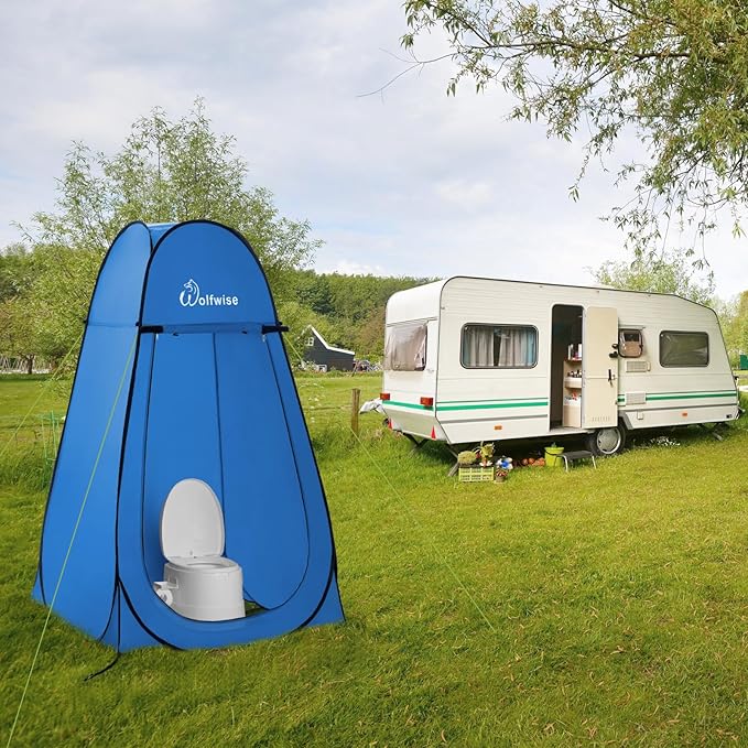 Wolfwise Pop Up Changing Tent for Beach, Camping Portable Shower Tents, Outdoor Privacy Bathroom, Change Dressing Clothes Porta Potty Tent Pop Up Instant for Camp, Toilet, Blue