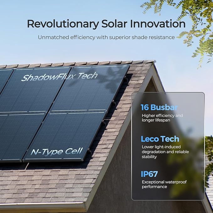Renogy 120W ShadowFlux Anti-Shading N-Type Solar Panel, 12V 120 Watt Solar Panel 25% High-Efficiency, PV Module Power Charger for RV Marine Rooftop Farm Battery and Other Off-Grid Applications