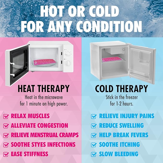 Perfect Remedy 2-Pack Gel Ice Packs for Injuries, Soft and Flexible Hot & Cold Compress, Soothing Ice Pack Aid for Sprains Strains & Soreness conditions, Alternative to Hot Water Bottles (Pink, Large)