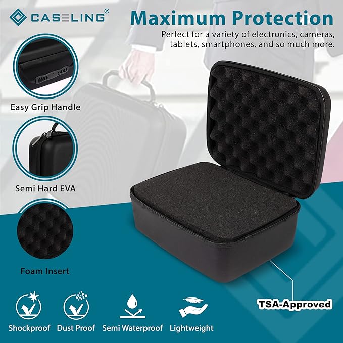 Protective Hard Case With Customizable Foam - Lightweight Hard Shell Case for Electronics, Cosmetic, Makeup & More - EVA Protection (11" x 9" x 5.5")
