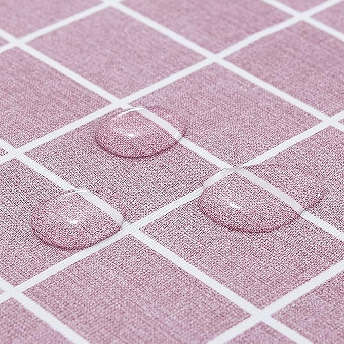 Romanstile Rectangle Plastic Tablecloth, 100% Waterproof Oil-Proof Checkered PVC Table Cloths, Heavy Duty Vinyl Table Covers for Dining, Camping, Picnic, Outdoor - 54 x 108 Inch, Pink