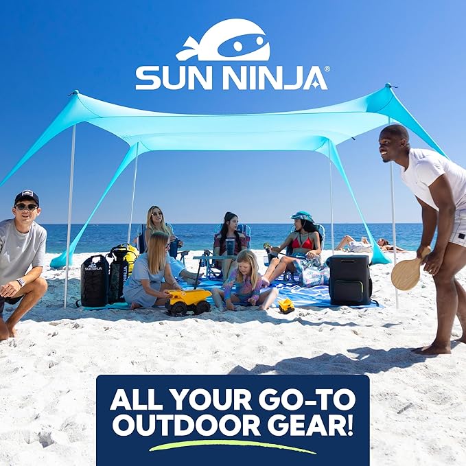 SUN NINJA Portable Shower, Camping Shower with 7 Mode Shower Head, Neoprene Cover Helps Keep Water Warm, High Pressure Hose, Easy to Carry