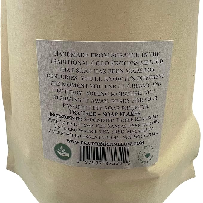 Pure Beef Tallow Soap Flakes - Made in USA - Grass Fed and Finished - Face, Body and Hair - Cleans, Moisturizes, Soothes, and Hydrates. Natural and Organic Orange