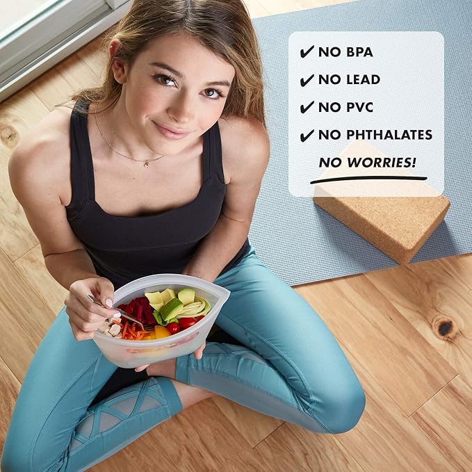 Zip Top Reusable Food Storage Bags | Snack Bag [Frost] | Silicone Meal Prep Container | Microwave, Dishwasher and Freezer Safe | Made in the USA