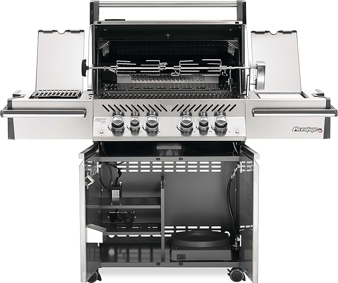 Napoleon PRO500RSIBPSS-3 Prestige PRO BBQ Propane Gas Grill, 500 sq.in. + Infrared Side and Rear Burners, Stainless Steel