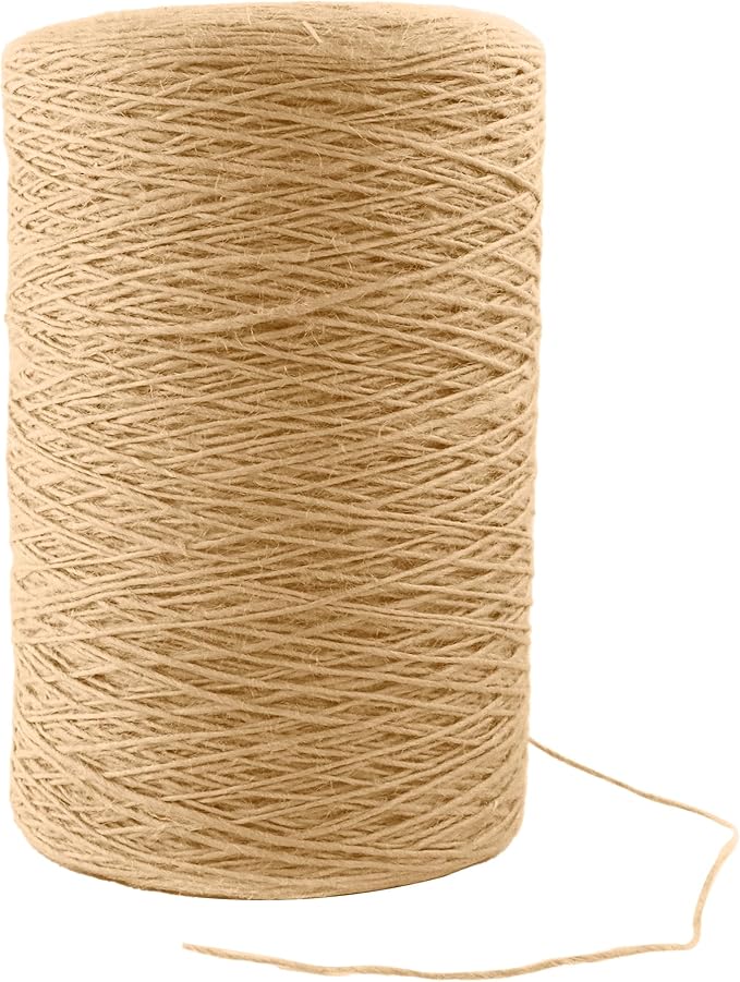 1.5mm x 3000 Feet Natural Jute Rope, Twine for Gardening Tomato Climbing Plant Tie Floristry Crafts Gift Wrapping Packing Decor