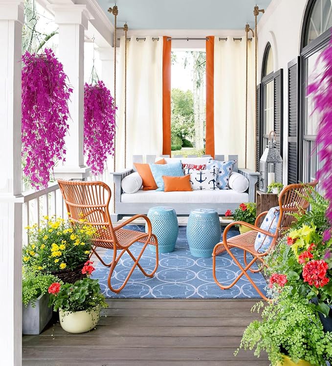 RECUTMS Fake Hanging Plants Artificial Ivy Leaf Faux Vine Plants Outdoor Artificial Hanging Plants Fake Plant Wall Decor Indoor UV Resistant Plants Home Room Decoration(Pure Fuchsia)