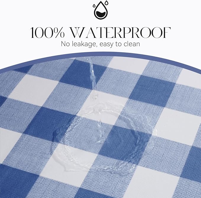 MOSAYT Rectangle Vinyl Tablecloth, 100% Waterproof Buffalo Gingham Plastic Table Cloth, Heavy Duty Wipeable Table Covers for Picnic, Outdoor, Camping - 54 x 78, Blue