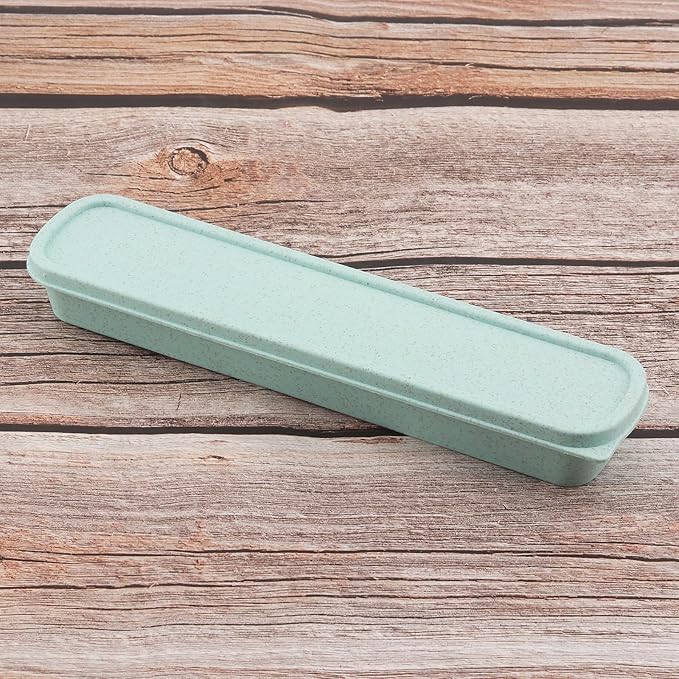 OriGlam 1pcs Portable Flatware Box Travel Tableware Storage Case Box, Utensil Case Flatware Storage Box for Cutlery Kit, 9.84 x 2.40 inch (Green)