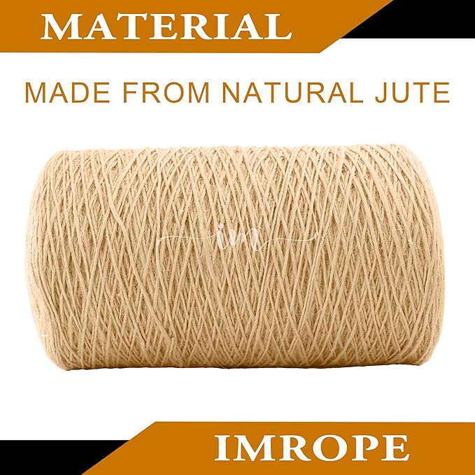1.5mm x 3000 Feet Natural Jute Rope, Twine for Gardening Tomato Climbing Plant Tie Floristry Crafts Gift Wrapping Packing Decor