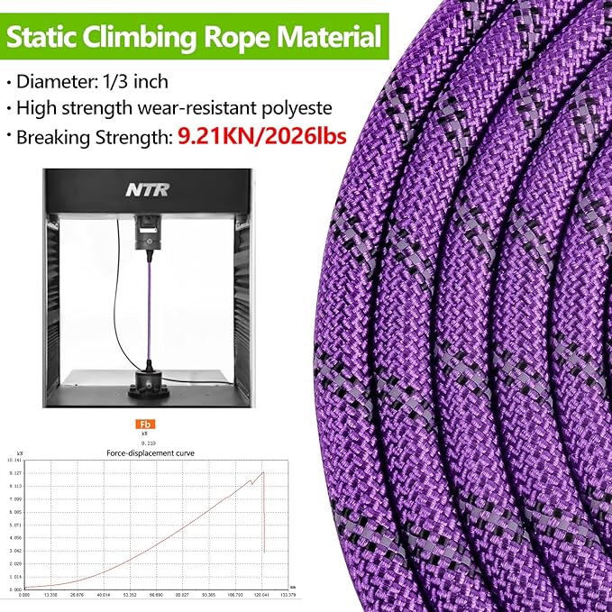 NTR 25FT Training Leash for Dog, Purple Rope Leash with Swivel Lockable Hook, Reflective Thread, Padded Handle, Dog Lead line for Walking, Hunting, Camping, Backyard for Small Medium Large Dog