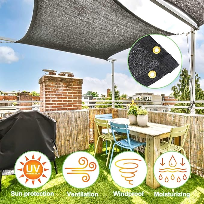 Shade Cloth for Garden, 40% 6.5 x 10 FT Greenhouse Shade Cloth Black Mesh Tarp with Reinforced Grommets, Resistant Sun Shade Net for Plants Cover, Vegetables, Patio, Chicken Coop Sunshade