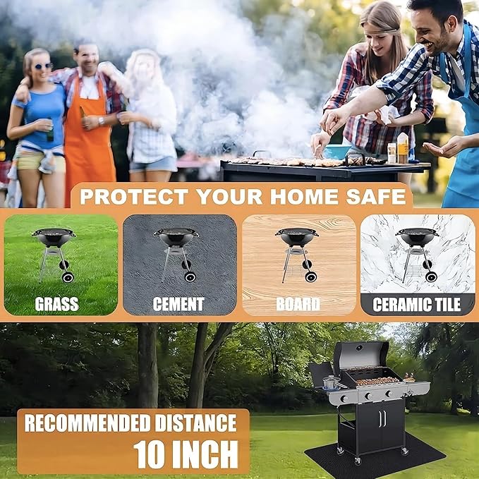 UBeesize Large 76x48 inches Under Grill Mat for Outdoor Grill,Double-Sided Fireproof Grill Pad for Fire Pit,Indoor Fireplace Mat Fire Pit Mat,Oil-Proof Waterproof BBQ Protector for Deck and Patio