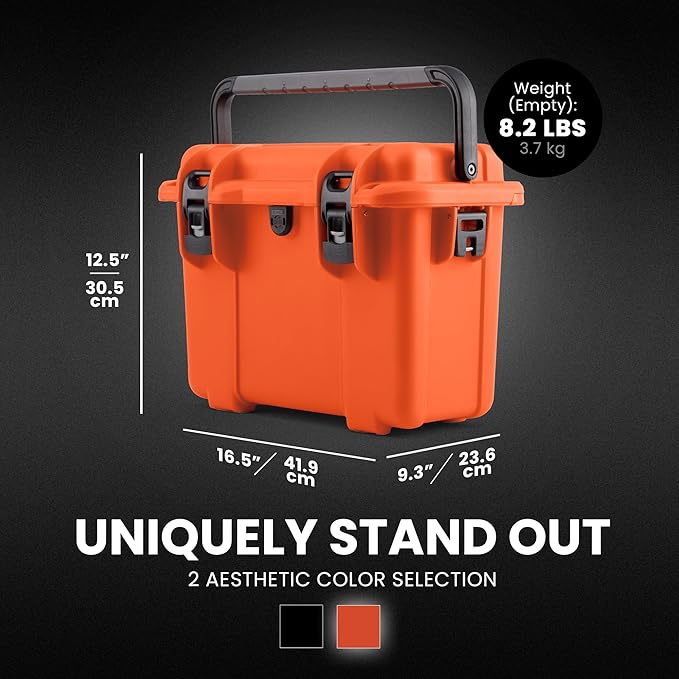 NANUK Trail 15 – 15.9L (4.2-Gallon) Waterproof Storage Box – Cargo Case with Modular Dividers for Camping, Fishing & Outdoor Storage - Dustproof and Impact Resistant (12.9” x 9.7” x 10.3”) – Orange
