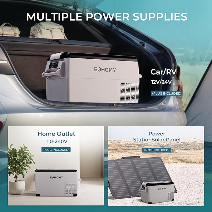 EUHOMY 12 Volt Refrigerator, 38QT(35L) Electric Cooler, 12V Fridge APP Control, 12V Cooler -4℉~68℉, Portable Freezer 12/24V DC 110-240V AC for Camping, Travel, Truck, Home