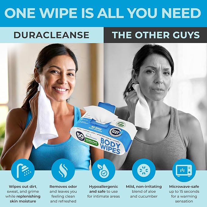 XL Body Wipes - (4 Pack) 200 Shower Wipes + 16 Travel Bath Sheets - 9" x 12" Thick Cleansing Waterless Washcloths - No Rinse Disposable Adult Wash Cloths for Elderly Incontinence, Camping Essentials
