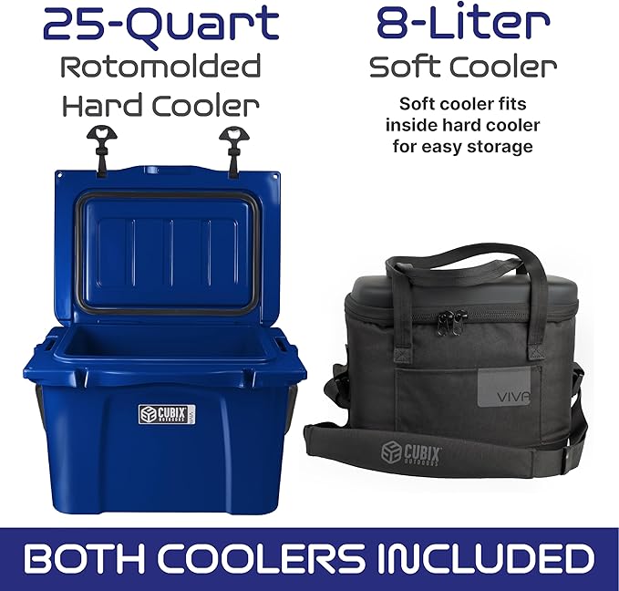 Viva 25QT Portable Rotomolded Hard Cooler, 5-Day Ice Cold Retention, Travel, Beach, Camping, Fishing