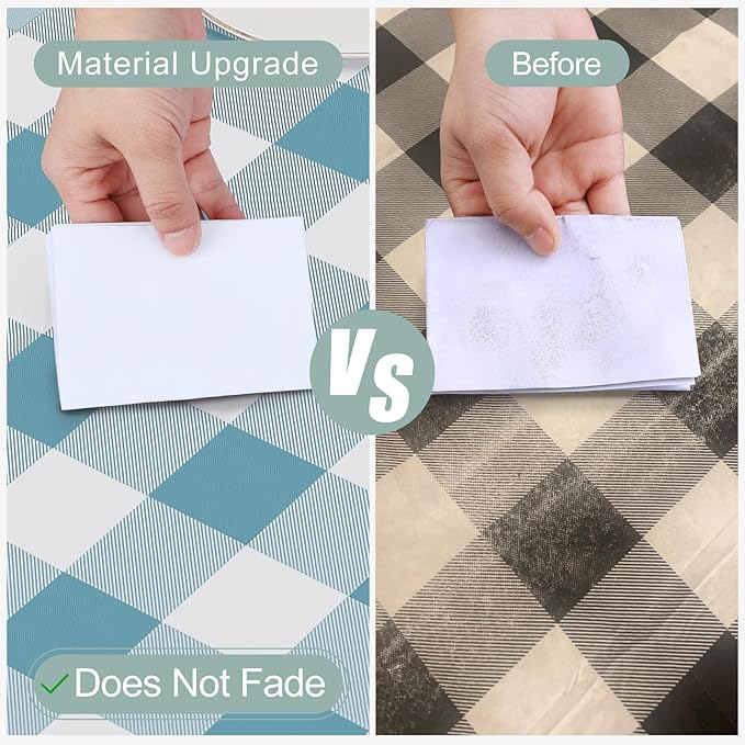 misaya Rectangle Waterproof Vinyl Table Cloth, Buffalo Flannel Backed Tablecloth, Wipeable Plastic Table Cover for Dinner, Kitchen, Outdoor (60" x 102", Aquamarine and White)