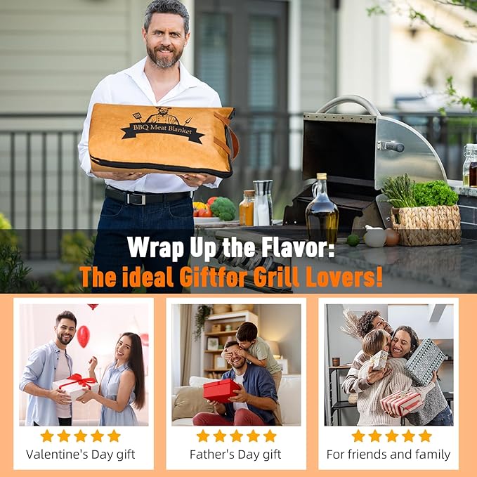 BBQ Blanket for Resting Meat,Smoker Meat Resting Blanket, Reusable Smoker Grilling Meat Insulated Resting Bag with Wide Mouth for Large Brisket/Beef/Pork Shoulders/Turkeys (BBQ Blanket 21in)