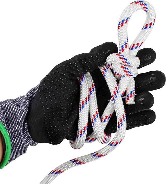 Wellmax Diamond Braid Nylon Rope, 3/8 in X 50 Foot, UV Resistant, High Strength and Weather Resistant - Red and White