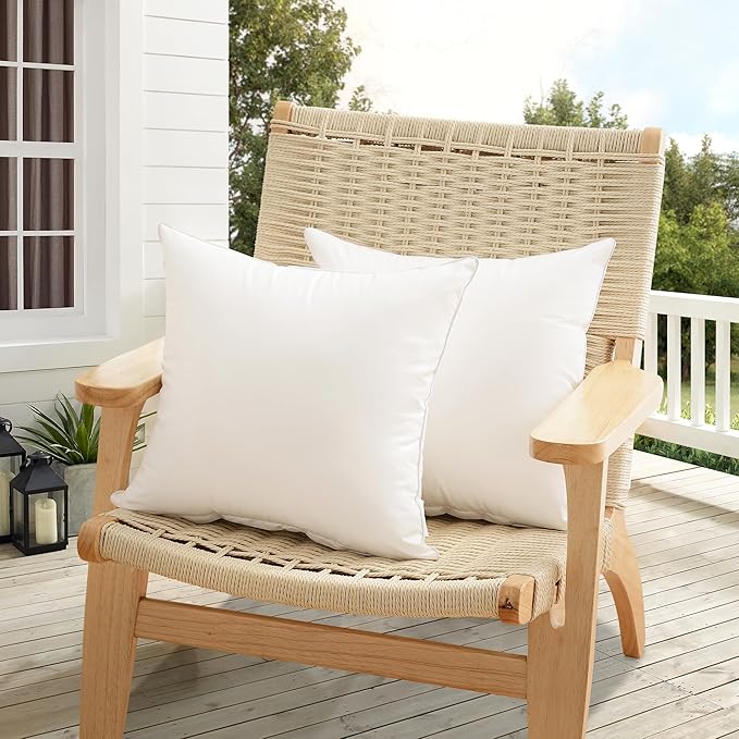 Oubonun 24x24 Outdoor Pillow Inserts (Pack of 2) - Square Waterproof Throw Pillow - Decorative Throw Pillows Insert for Couch Sofa Bed Patio Furniture - White Pillows